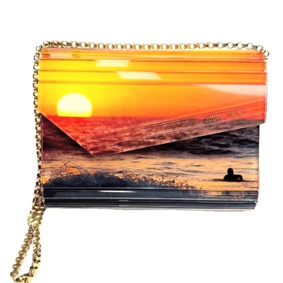 Jimmy Choo Limited Edition Sunset Candy Clutch with Chain Strap - Picture 2 of 7